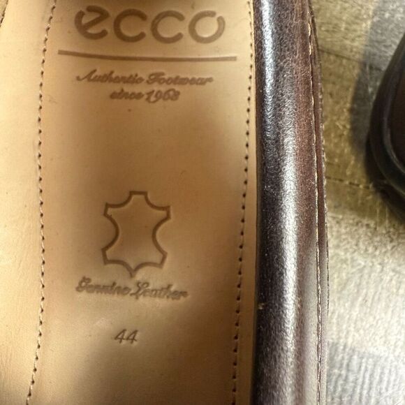 Ecco Men Size 44 US 11 Classic Moc Loafers Coffee Brown Leather Driving Shoes main image 4